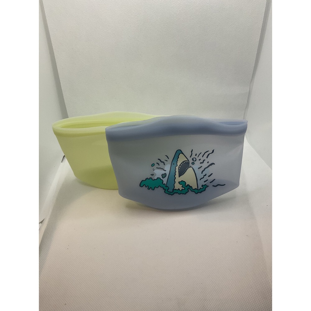 NWT Cat & Jack Reusable Silicone Snack Bags 2 Count Shark BlueGreen BPA Free NEW
